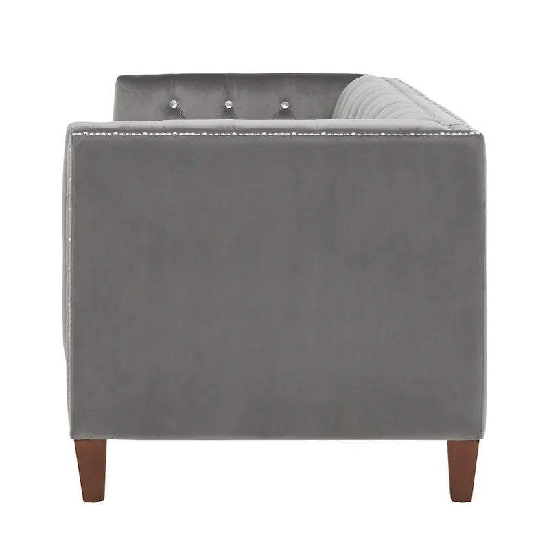 Sièges en Velours Gris "Jewel-tuft" avec Clous Décoratifs