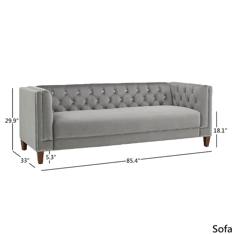 Sièges en Velours Gris "Jewel-tuft" avec Clous Décoratifs