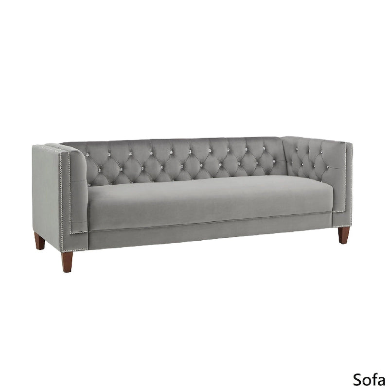 Sièges en Velours Gris "Jewel-tuft" avec Clous Décoratifs