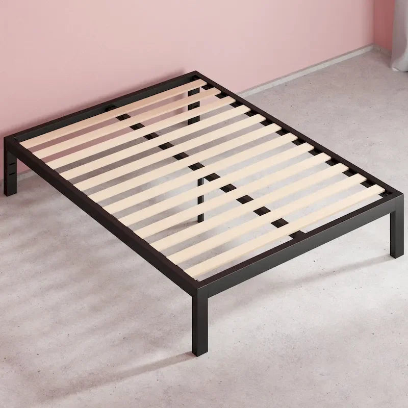 Cadre de lit plateforme en métal noir