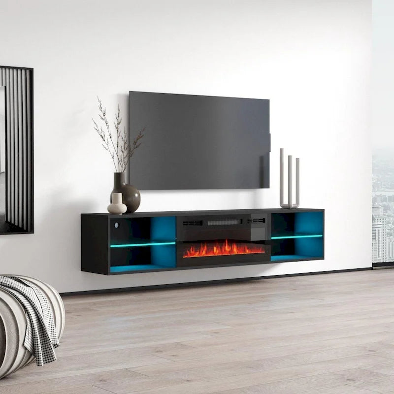 Meuble TV avec cheminée électrique murale 72