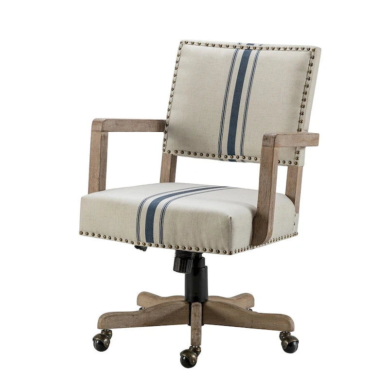 Chaise de bureau moderne pivotante, réglable en hauteur, avec garniture cloutée.