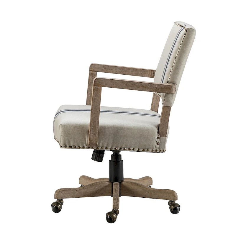 Chaise de bureau moderne pivotante, réglable en hauteur, avec garniture cloutée.