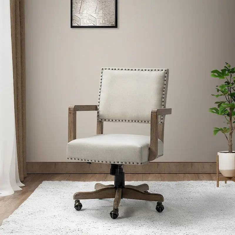 Chaise de bureau moderne pivotante, réglable en hauteur, avec garniture cloutée.