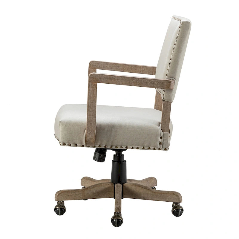 Chaise de bureau moderne pivotante, réglable en hauteur, avec garniture cloutée.