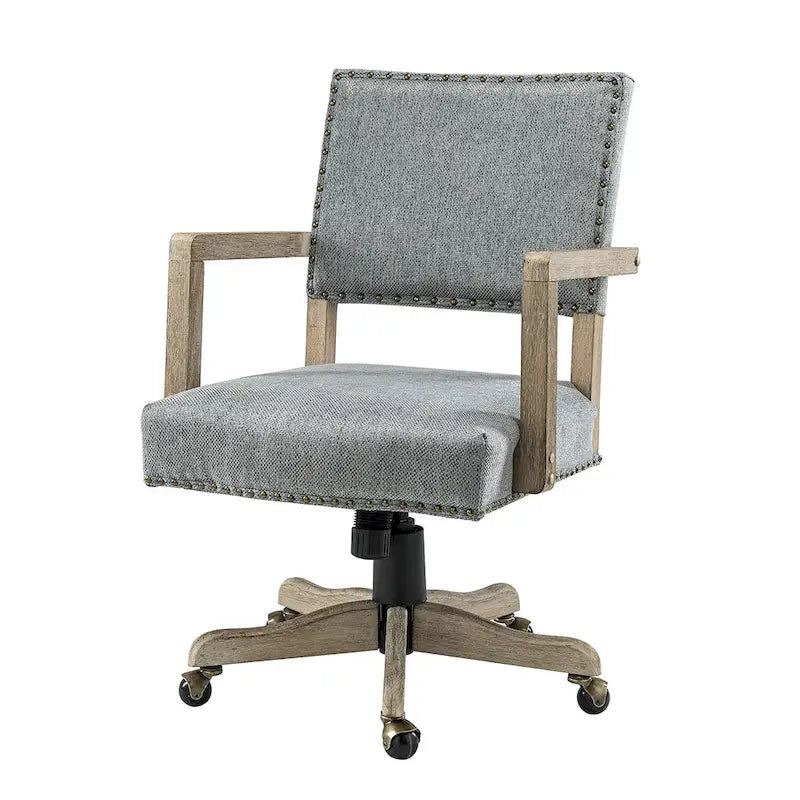 Chaise de bureau moderne pivotante, réglable en hauteur, avec garniture cloutée.