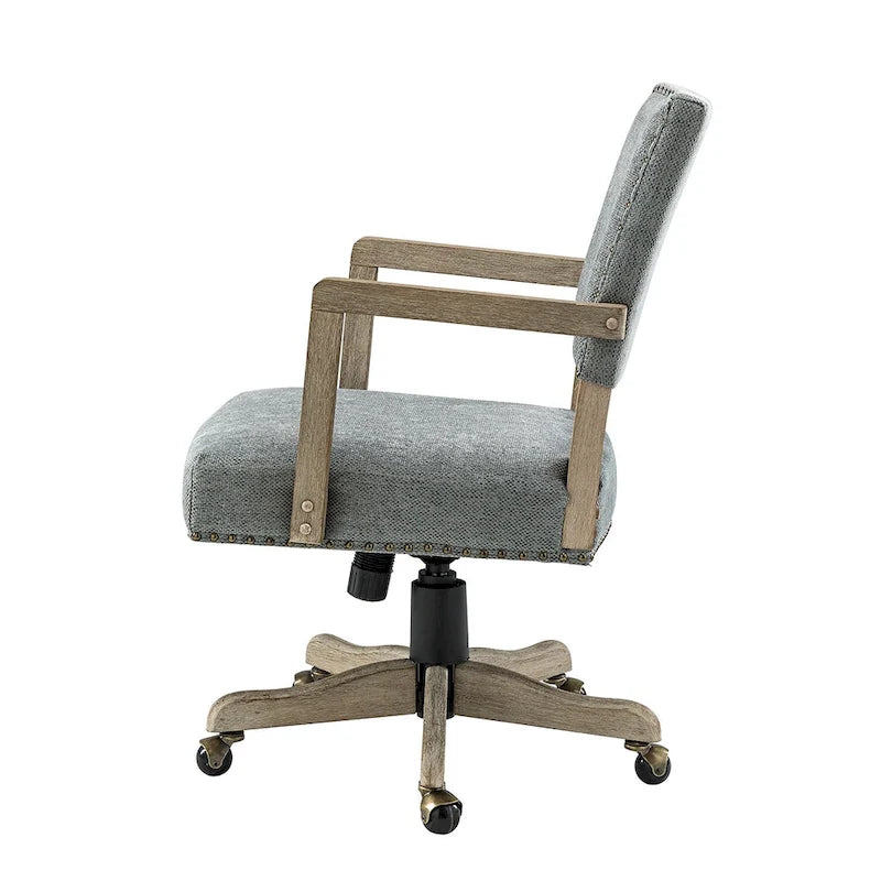 Chaise de bureau moderne pivotante, réglable en hauteur, avec garniture cloutée.