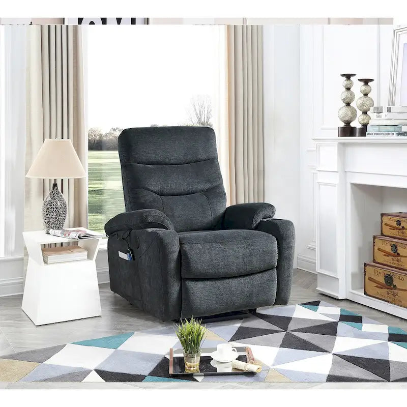 Fauteuil inclinable électrique releveur avec massage et chaleur pour personnes âgées, 3 positions, 2 poches latérales, porte-gobelets, chargement USB