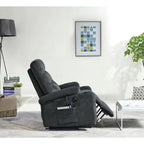 Fauteuil inclinable électrique releveur avec massage et chaleur pour personnes âgées, 3 positions, 2 poches latérales, porte-gobelets, chargement USB