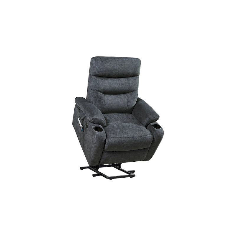 Fauteuil inclinable électrique releveur avec massage et chaleur pour personnes âgées, 3 positions, 2 poches latérales, porte-gobelets, chargement USB