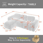Canapé d'angle modulable moderne en forme de L, combinaison DIY, canapé rembourré 3 places avec méridienne pour salon