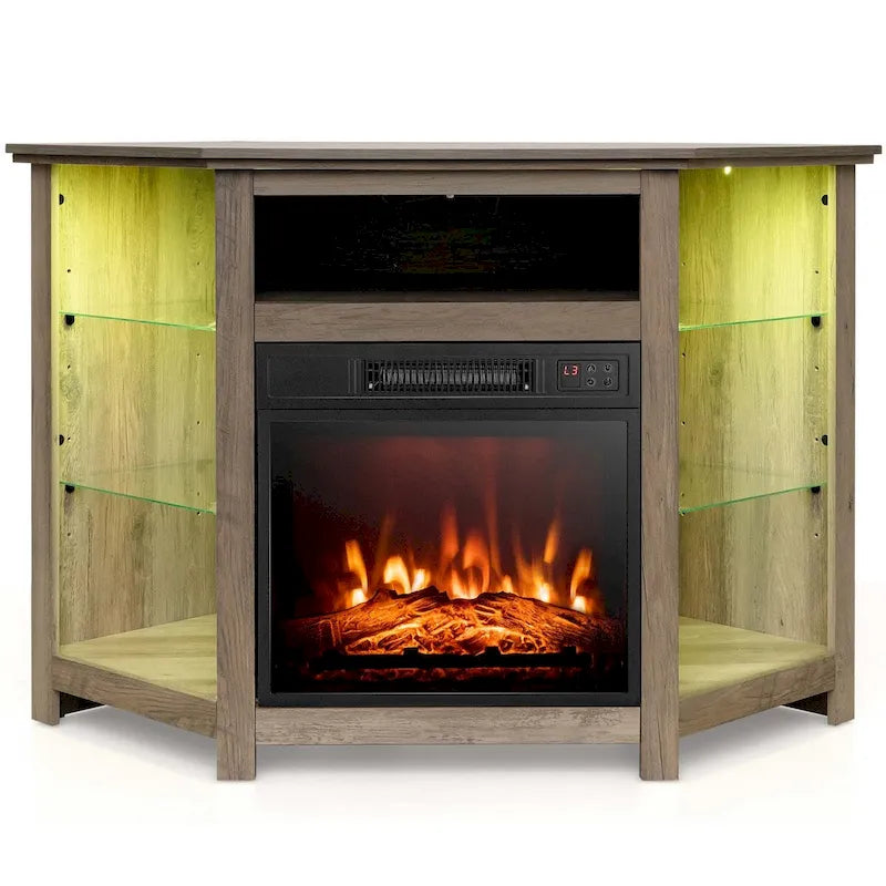 Meuble TV avec foyer électrique et lumières DEL
