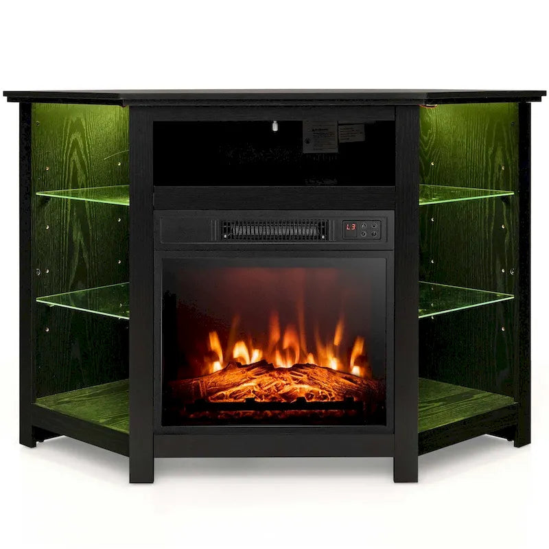 Meuble TV avec foyer électrique et lumières DEL