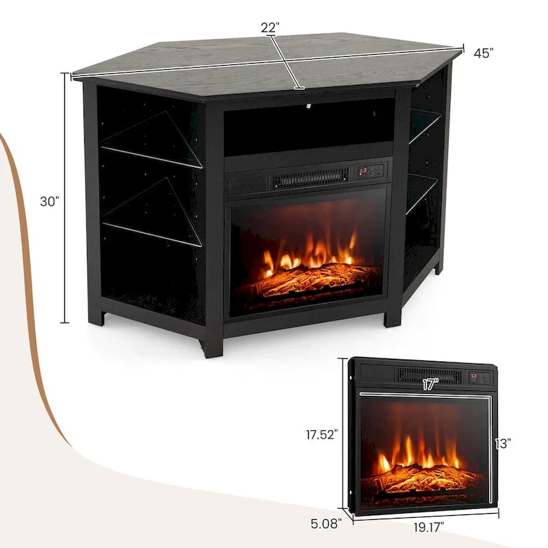 Meuble TV avec foyer électrique et lumières DEL