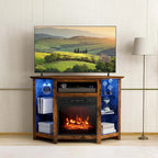 Meuble TV avec foyer électrique et lumières DEL