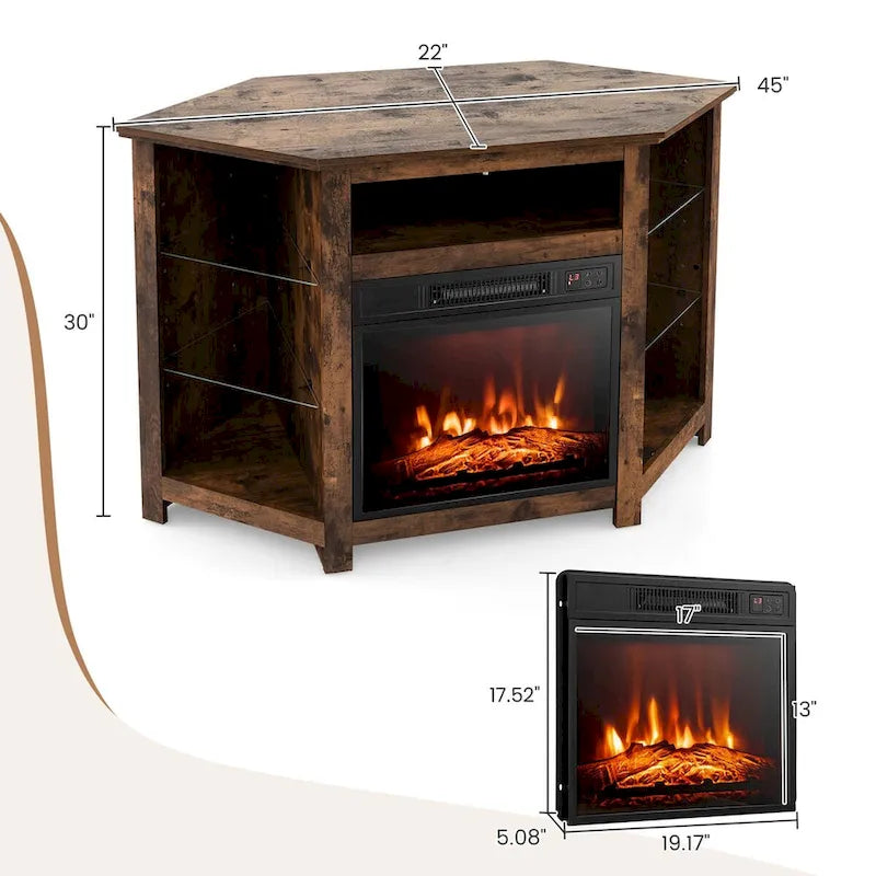 Meuble TV avec foyer électrique et lumières DEL