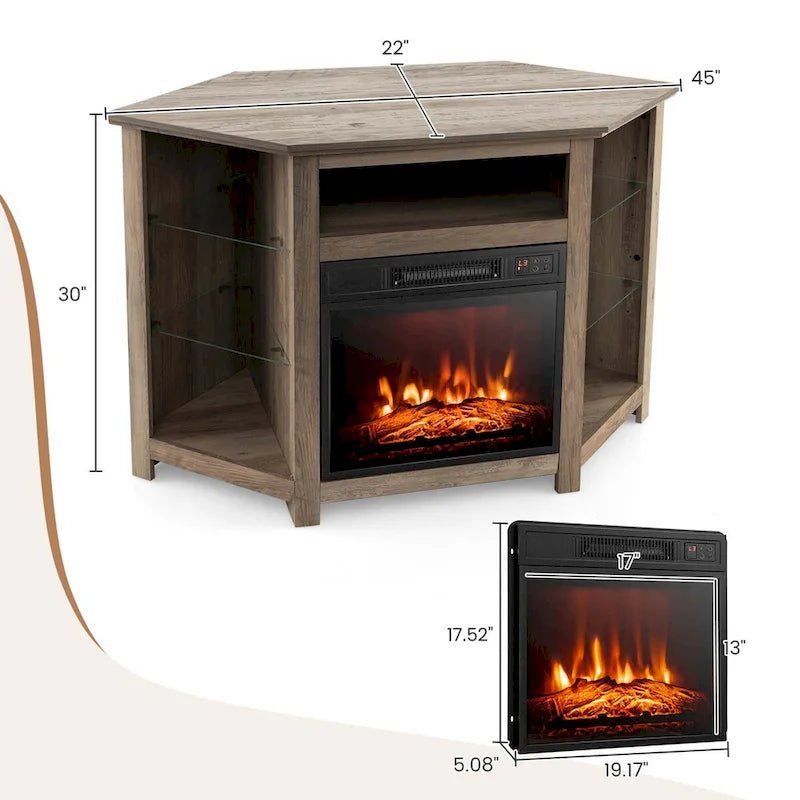 Meuble TV avec foyer électrique et lumières DEL