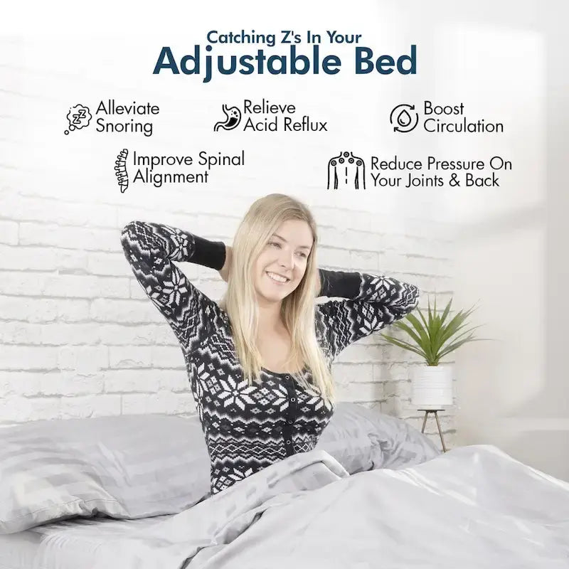 Sommier réglable avec matelas hybride 12 po, massage, port USB, éclairage sous le lit, application, inclinaison de la tête et des pieds