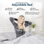 Sommier réglable avec matelas hybride 12 po, massage, port USB, éclairage sous le lit, application, inclinaison de la tête et des pieds