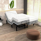 Sommier réglable avec matelas hybride 12 po, massage, port USB, éclairage sous le lit, application, inclinaison de la tête et des pieds