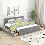 Lit plateforme en bois avec 4 tiroirs de rangement et pieds de soutien