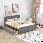 Lit plateforme en bois avec 4 tiroirs de rangement et pieds de soutien