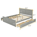 Lit plateforme en bois avec 4 tiroirs de rangement et pieds de soutien