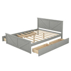 Lit plateforme en bois avec 4 tiroirs de rangement et pieds de soutien