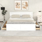 Lit plateforme en bois avec 4 tiroirs de rangement et pieds de soutien