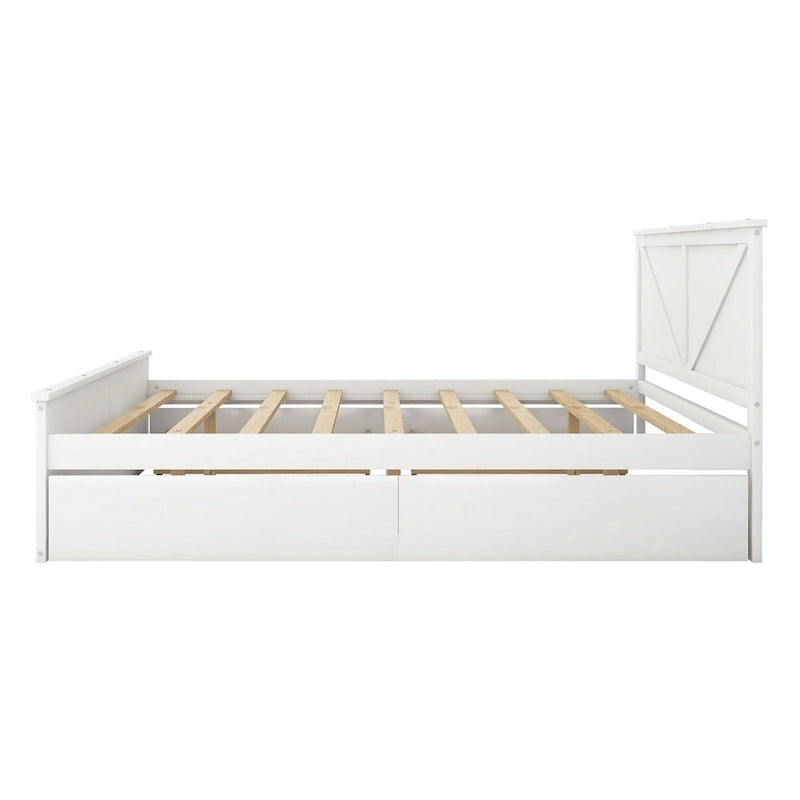 Lit plateforme en bois avec 4 tiroirs de rangement et pieds de soutien