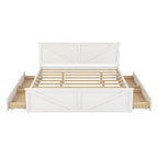 Lit plateforme en bois avec 4 tiroirs de rangement et pieds de soutien