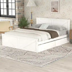 Lit plateforme en bois avec 4 tiroirs de rangement et pieds de soutien