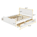 Lit plateforme en bois avec 4 tiroirs de rangement et pieds de soutien