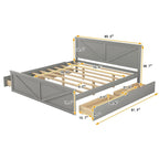 Lit plateforme en bois avec 4 tiroirs de rangement et pieds de soutien