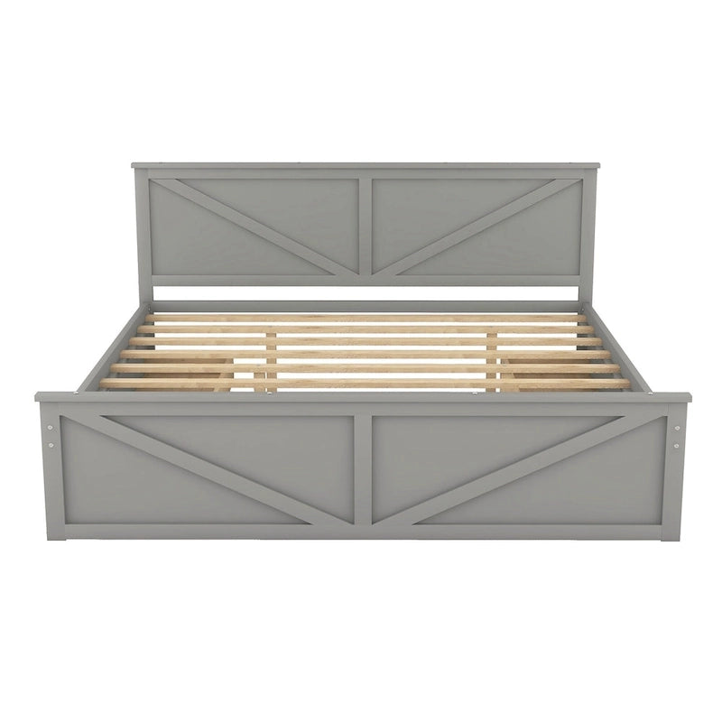Lit plateforme en bois avec 4 tiroirs de rangement et pieds de soutien