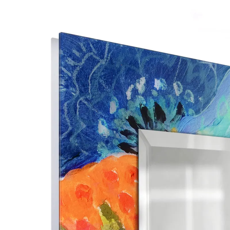 Table console d'entrée et miroir en verre biseauté à impression inversée Secret Garden Floral