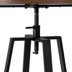 Table de bar ronde industrielle réglable avec plateau en bois et pivotante
