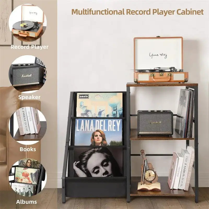 Meuble tourne-disque - 15,74P x 33,85L x 29,72H