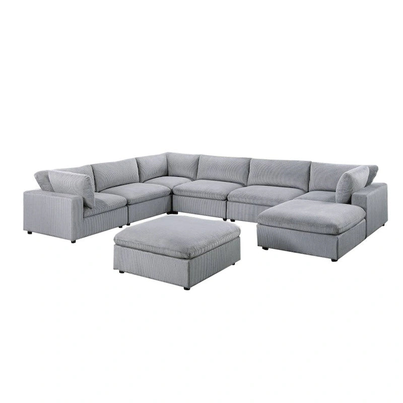 Canapé sectionnel modulaire 8 pièces en velours côtelé avec ottoman
