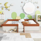 King Size Upholstered Daybed Frame with Fence and Stairs