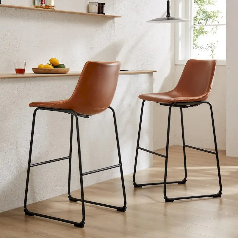 Tabourets de bar en cuir de 76 cm de hauteur (paquet de 2)