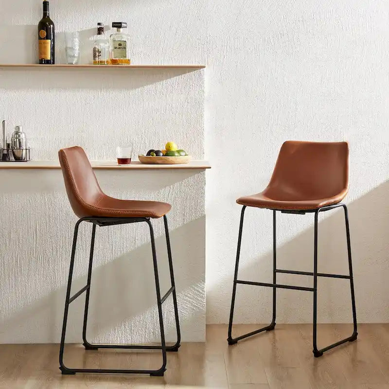 Tabourets de bar en cuir de 76 cm de hauteur (paquet de 2)