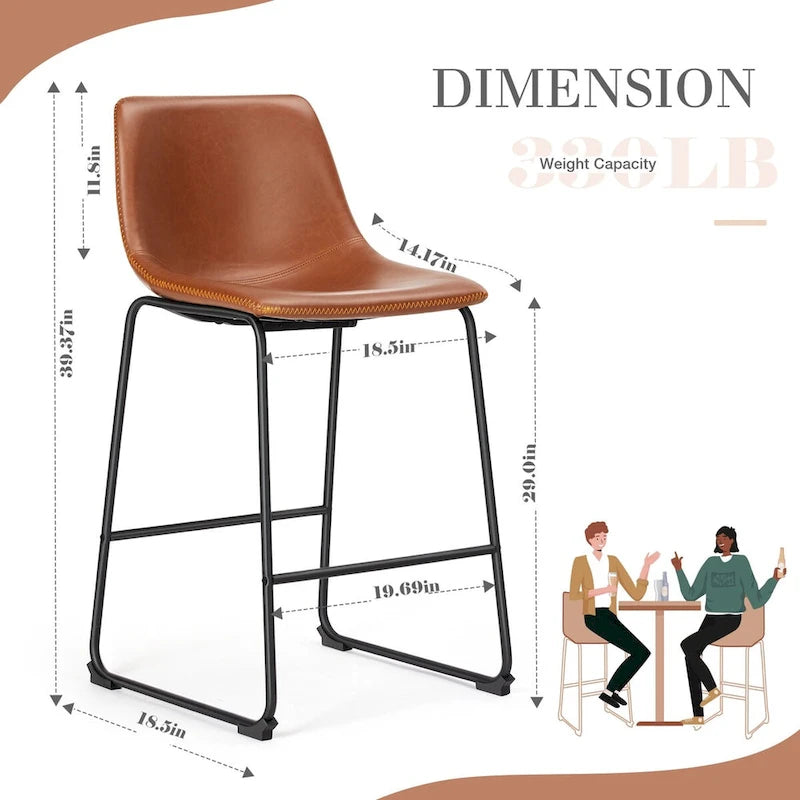 Tabourets de bar en cuir de 76 cm de hauteur (paquet de 2)