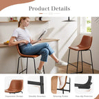 Tabourets de bar en cuir de 76 cm de hauteur (paquet de 2)
