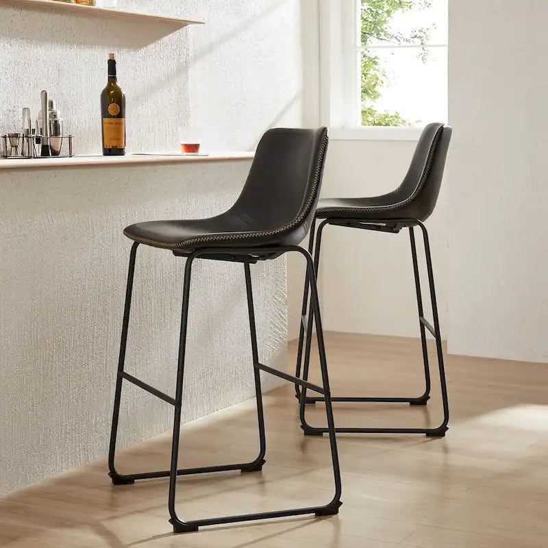 Tabourets de bar en cuir de 76 cm de hauteur (paquet de 2)