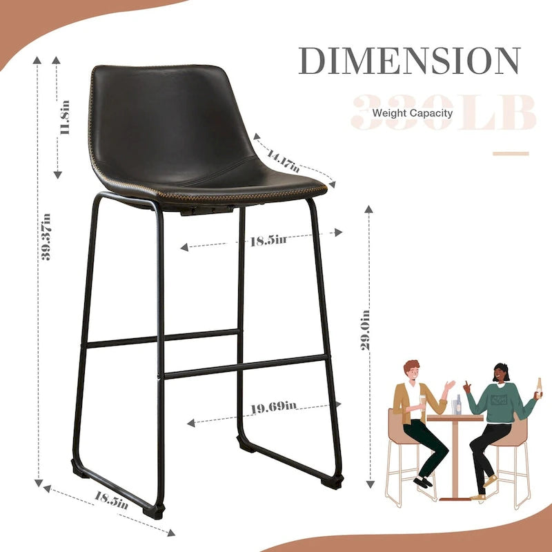 Tabourets de bar en cuir de 76 cm de hauteur (paquet de 2)