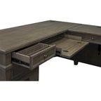 Bureau en L en bois et retour, table d'écriture, bureau, gris
