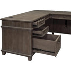 Bureau en L en bois et retour, table d'écriture, bureau, gris