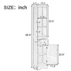 Meuble de rangement de salle de bain autoportant de 170 cm de haut avec portes et étagères réglables - 173 cm de haut